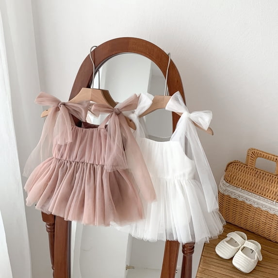 LYMAYTER Infants Girls Mesh Tutu Dress Summer Sleeveless Romper Newborn Party Outfit 3M-24M