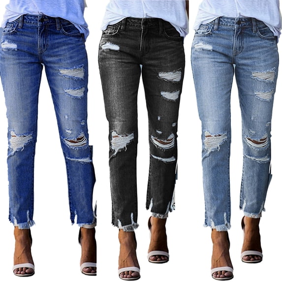 LYMAYTER Jeans for Women Skinny Stretchy Long Jeans Soft Slim Fit Distressed Denim Pants Comfy Classic Jeans S-2XL