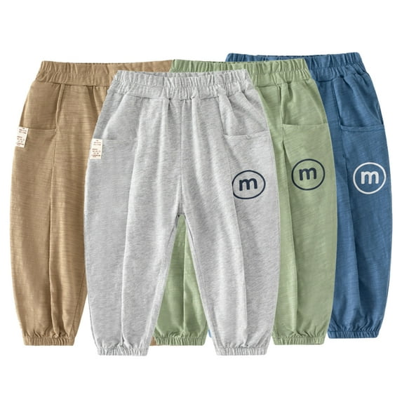 LYMAYTER Kids Baby Boys Cotton Long Trousers Girls Print Casual Pants for 1-8 Years Toddler Comfortable Sweat Pants