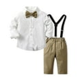 thumbnail image 1 of LYMAYTER Kids Baby Boys Gentleman Outfits Toddler Cotton Long Sleeve Shirt and Pants with Bowtie Set for 6 M-12 Years, 1 of 7