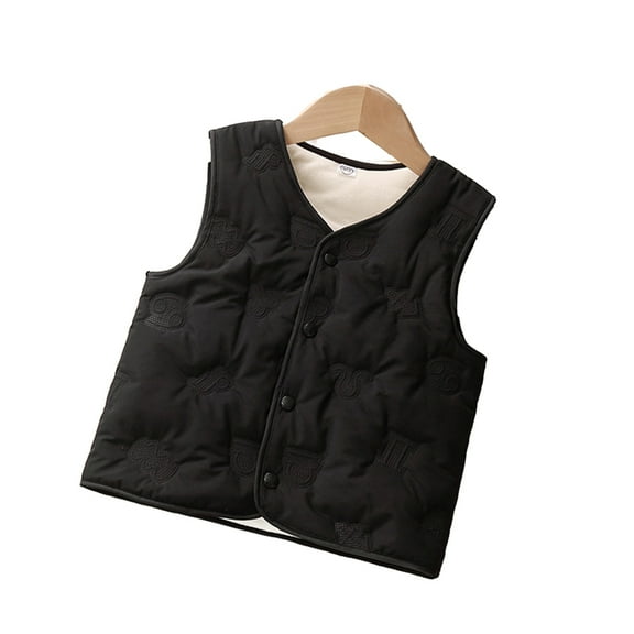 LYMAYTER Kids Baby Boys Girls Cotton Vest Toddler Fall Winter V-Neck Warm Waistcoat Girls Solid Color Sleeveless Jacket for 9M-6 T