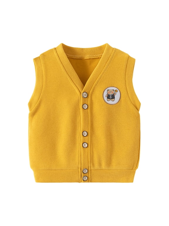 Kids Baby Boys Knit Vest Toddler Cartoon Casual Waistcoat for Boys Spring Fall Sleeveless Jacket for 2-10 T