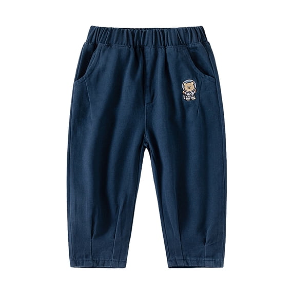 LYMAYTER Kids Baby Boys Pants Toddler Embroidery Trousers for 1-8 Years Summer Elastic Waist Casual Pants for Boys