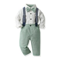 LYMAYTER Kids Baby Boys Shirt Outfit Toddler Long Sleeve T-Shirt Tops Bowknot Pants 1 Set for 6 Months - 12 Years