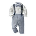 thumbnail image 1 of LYMAYTER Kids Baby Boys Shirt Outfit Toddler Long Sleeve T-Shirt Tops + Bowknot + Pants 1 Set for 6 Months - 12 Years, 1 of 10