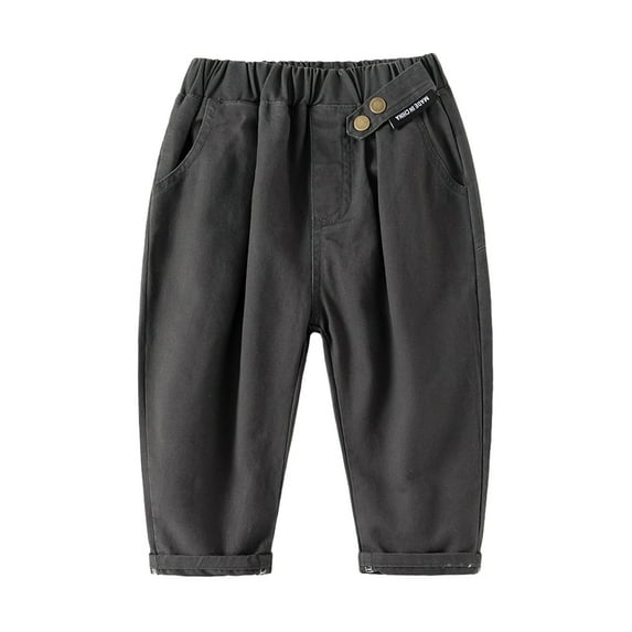 LYMAYTER Kids Baby Boys Soft Pants Toddler Cotton Solid Color Casual Trousers Boys Summer Elastic Waist Pants for 2-10 Years