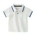 thumbnail image 1 of LYMAYTER Kids Baby Boys V-Neck Shirt Summer Short Sleeve Cotton T-Shirt Toddler Solid Colour Casual Tees for 1-6 Years, 1 of 9