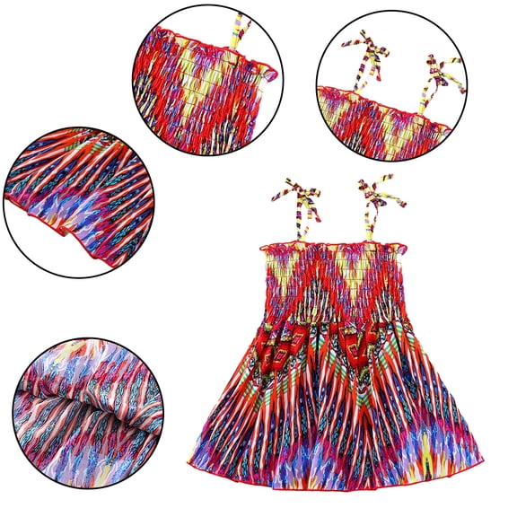 LYMAYTER Kids Baby Girls Beach Casual Dresses Infant Hawaii Printed Dress for 3-24 M Summer Toddler Halter Swimsuits