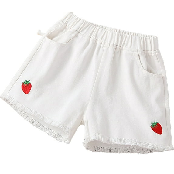LYMAYTER Kids Baby Girls Cotton Jeans Shorts Teenagers Denim Shorts Toddler Summer Printed Pants for 1-16 Years