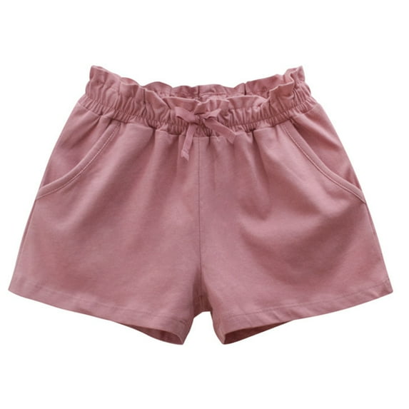LYMAYTER Kids Baby Girls Cotton Shorts Toddler Stylish Elastic Waist Shorts Summer Casual Sweat Pants for 1-8 Years