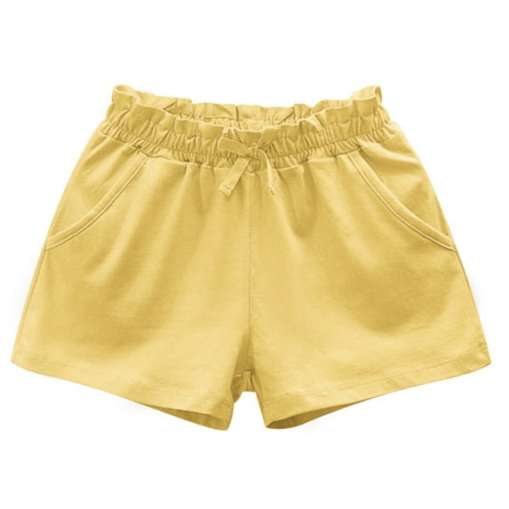LYMAYTER Kids Baby Girls Cotton Shorts Toddler Stylish Elastic Waist Shorts Summer Casual Sweat Pants for 1-8 Years