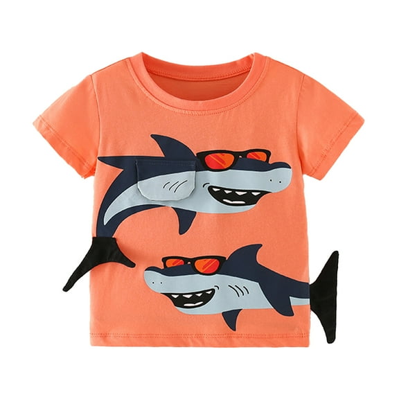 LYMAYTER Kids Baby Girls Cotton T-Shirts Summer Cartoon Printing Tees Shirt for 2-8 Years Toddler Short Sleeve Pullover
