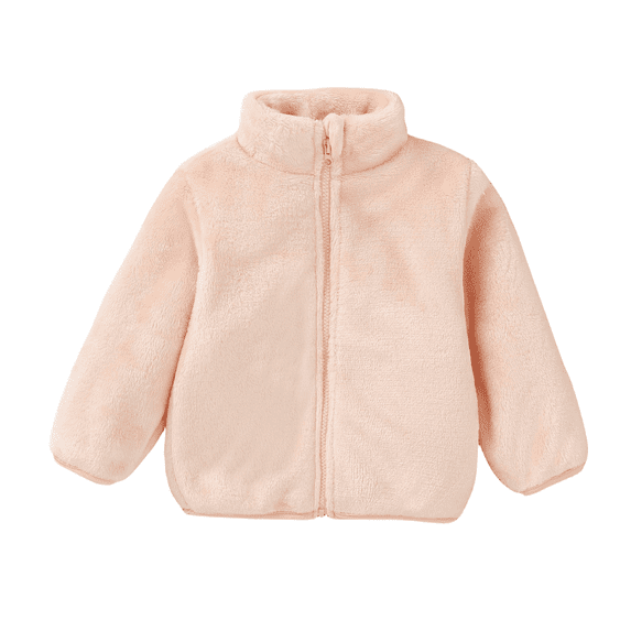 LYMAYTER Kids Baby Girls Fleece Jacket Infant Solid Color Long Sleeve Outerwear for 3M-3Y Girls Winter Warm Coats