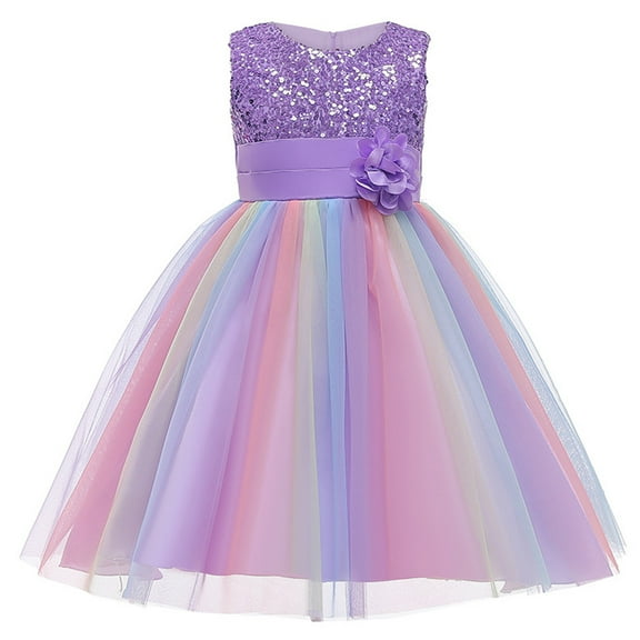 LYMAYTER Kids Baby Girls Princess Dresses Toddler Tulle Sleeveless Party Gown Girls Flower Bridesmaid Dress for 3-10 Years
