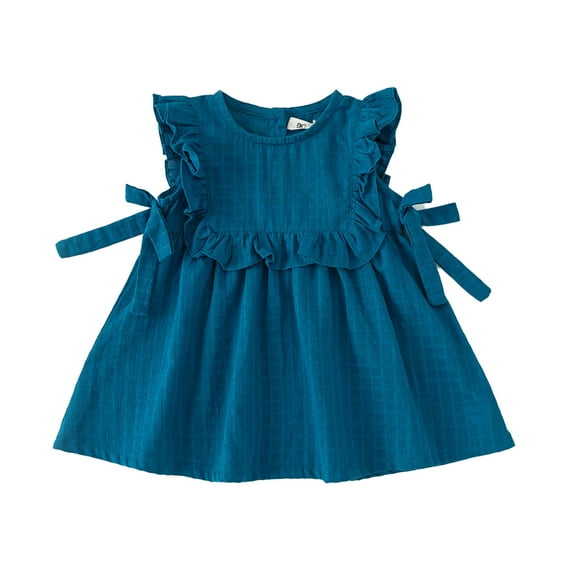 LYMAYTER Kids Baby Girls Soft Dresses Summer Cotton Sleeveless Casual Dress for 12m-8 T Toddler Ruffle Stylish Princess Dress Sundress