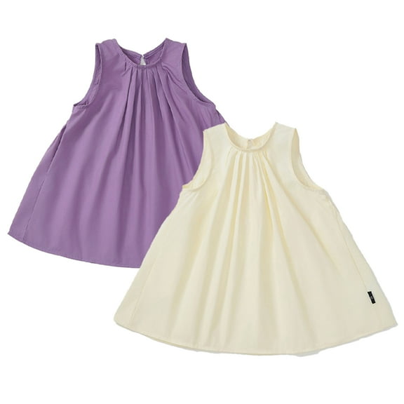 LYMAYTER Kids Baby Girls Solid Color Princess Dress Girls Sleeveless Vest Party Dresses For Toddler Spring Summer Cotton Dress Skirt for 1-8t