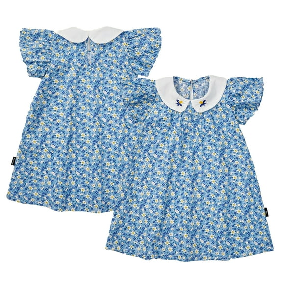 LYMAYTER Kids Baby Girls Summer Dress , Girls Doll Collar Sundress Embroidery Princess Dress for Toddler 2-8 T