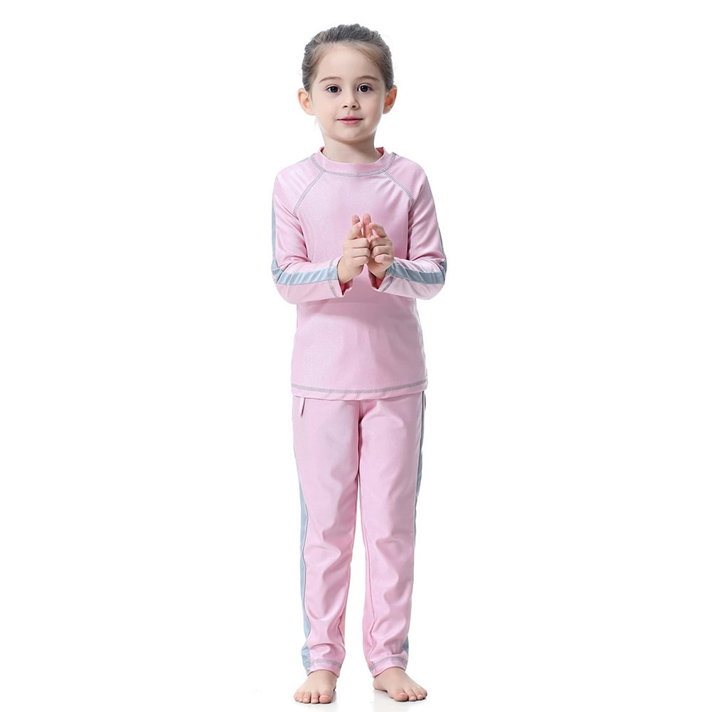 LYMAYTER Kids Baby Girls Swimwear Toddler Long Sleeves Bathing Suit