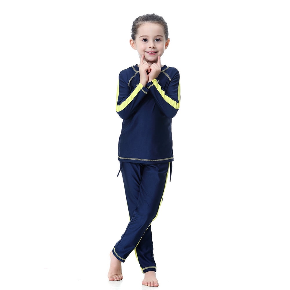 LYMAYTER Kids Baby Girls Swimwear Toddler Long Sleeves Bathing Suit ...
