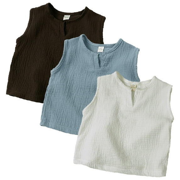 LYMAYTER Kids Baby Girls T-Shirt Toddler Sleeveless Cotton Tees Little Girls Solid Color Bottoming Shirt for 9 Months - 8 Years