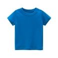 thumbnail image 1 of LYMAYTER Kids Baby Girls' T-Shirts Tops Toddler Short Sleeve Summer Crew Neck Tees Casual Solid Basic Sportswear Tee Shirts Tops for 1-9 Years, 1 of 7