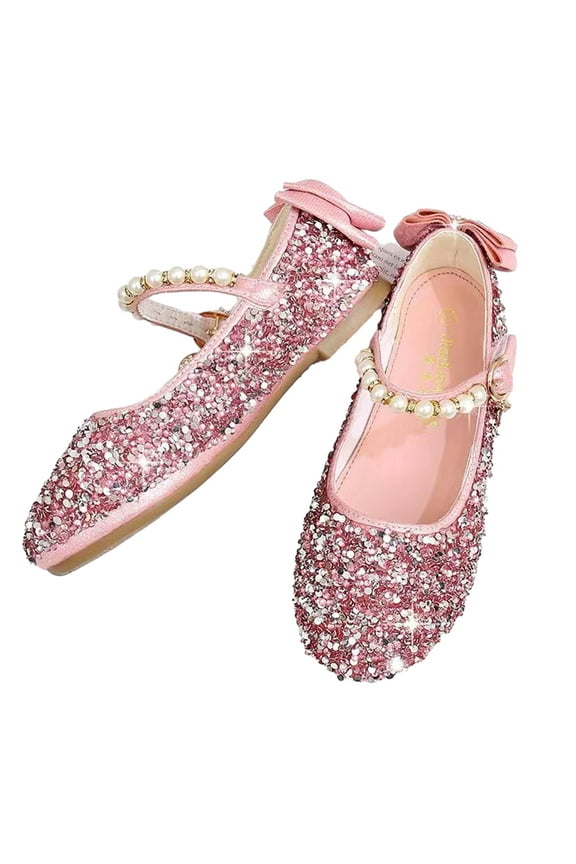 Kids Baby Princess Shoes for Girls in Fall and Winter Made of Leather with Bowknot and Flats