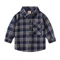 thumbnail image 1 of LYMAYTER Kids Boys Brushed Shirt Toddler Long Sleeve Plaid Shirt Spring Fall Button T-Shirt for 2-8 Years, 1 of 9