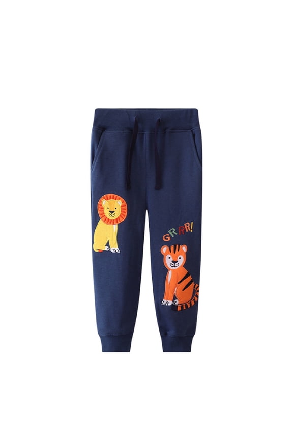 Kids Boys Casual Pants Baby Elasticated Waist Trousers Toddler Cartoon Jogging Sweat Pants for 2-7 Years