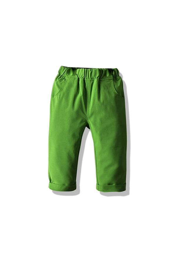 Kids Boys Cotton Pants Spring Fall Solid Color Trousers Toddler Elastic Waist Casual Pants for 9 Months-10 Years
