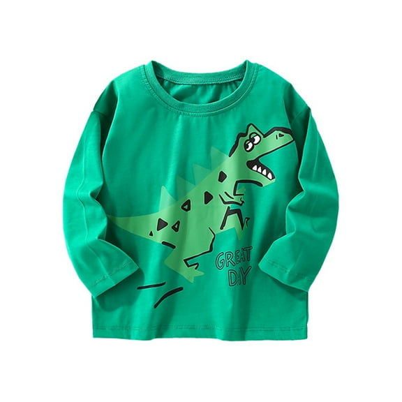 LYMAYTER Kids Boys Cotton T-Shirt Toddler Spring Fall Crewneck Long Sleeve Tees Little Boys Cute Cartoon Shirt for 1-8 Years