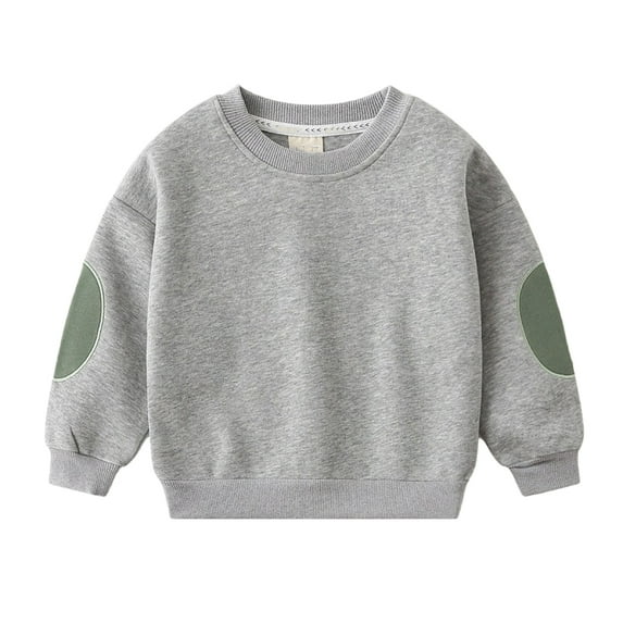 LYMAYTER Kids Boys Crewneck Sweatshirt Toddler Long Sleeves Casual Sweatsuit Baby Solid Color Pullover Sweater for 2-8 Years