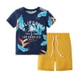 thumbnail image 1 of LYMAYTER Kids Boys Crewneck T-Shirt Outfit 2PCS Toddler Cotton Printing Short Sleeve Tees Shorts Set for 2-8 T, 1 of 9