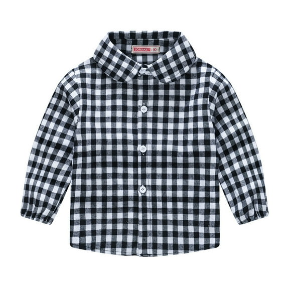 LYMAYTER Kids Boys Girls Cotton Shirt Spring Fall Baby Plaid Long Sleeve T-Shirt Toddler V-Neck Casual Shirt for 1-6 T