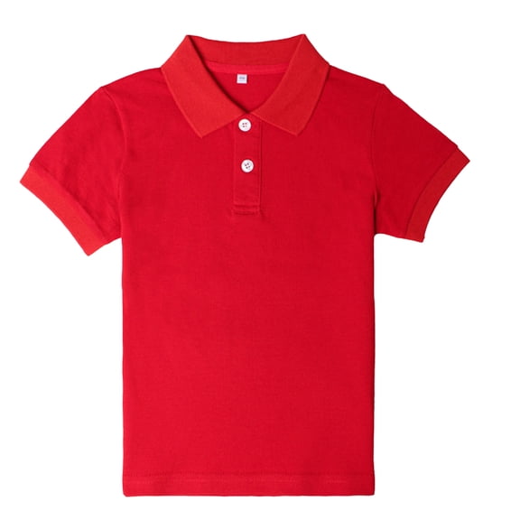 LYMAYTER Kids Boys Girls Short Sleeve T-Shirt Youth Lapel Solid Color Shirt Toddler Summer Cotton Tees Tops for 3-15 Years