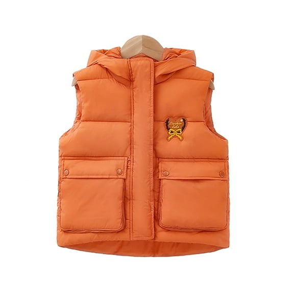 LYMAYTER Kids Boys Girls Cotton Vest Toddler Sleeveless Hooded Tank Baby Fall Winter Warm Vest Tops for 3-8 Years