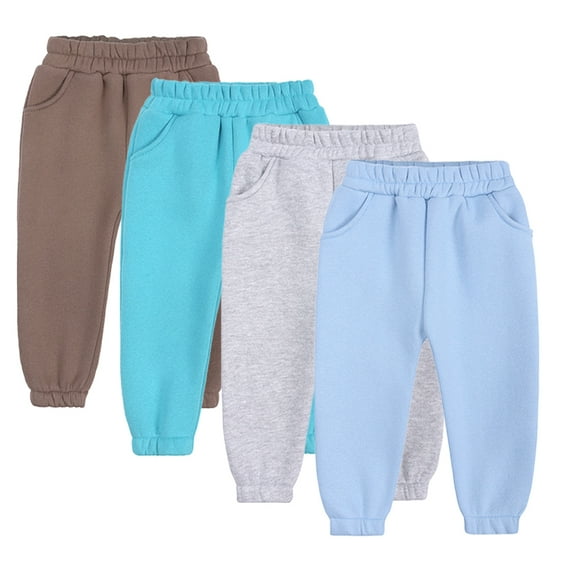 LYMAYTER Kids Boys Girls Fleece Pants Youth Solid Color Warm Jogger Trousers Toddler Fall Winter Sweat Pants for 1-13 Y
