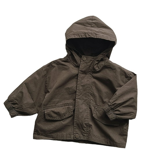 LYMAYTER Kids Boys Girls Hooded Jacket Toddler Zipper Casual Coat Baby Solid Color Cardigan Outwear for 1-6 Years