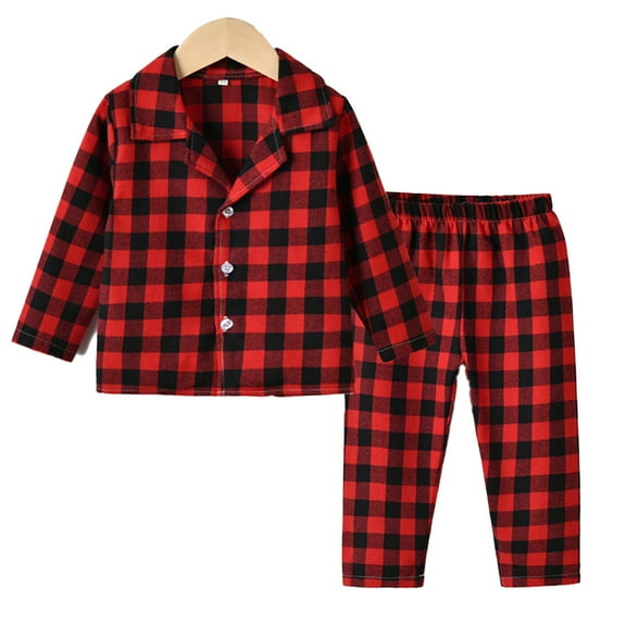 LYMAYTER Kids Boys Girls Pajamas 1 Outfit Toddler V-Neck Long Sleeve Sleepwear Tops Pants Loungewear Set for 3M - 8Y