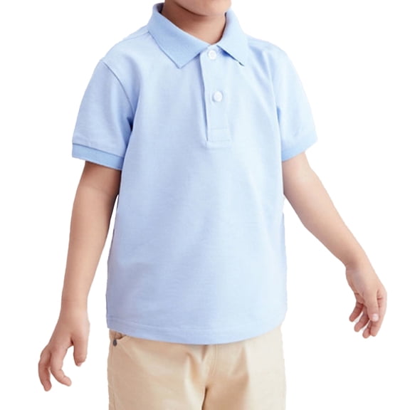 LYMAYTER Kids Boys Girls Short Sleeve T-Shirt Youth Lapel Solid Color Shirt Toddler Summer Cotton Tees Tops for 3-15 Years