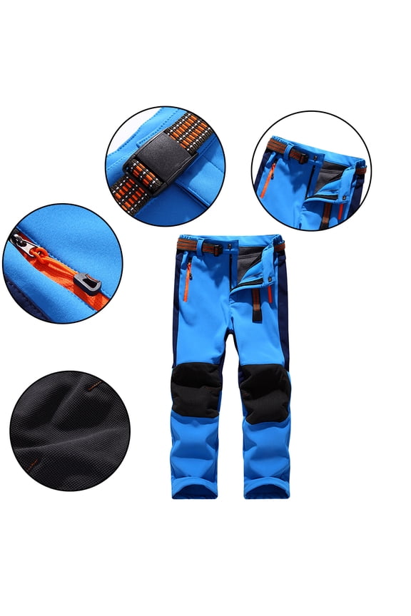 Kids Boys Girls Snow Pants Trousers with Reinforced Knees and Seat Toddler Teen Waterproof Warm Pants Winter Windproof Punch Pants for 5-14Y