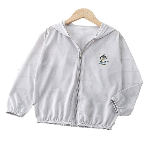 LYMAYTER Kids Boys Girls Summer Hooded Sun Protection Jacket Toddler Ice Silk Solid Color Long Sleeve Casual Sun Shirt for 1-10 Years