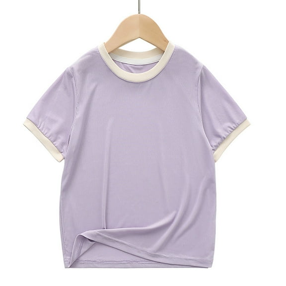 LYMAYTER Kids Boys Girls T-Shirts Toddler Crewneck Cotton Tees Unisex Short Sleeve Casual Shirts for 2-12 Years