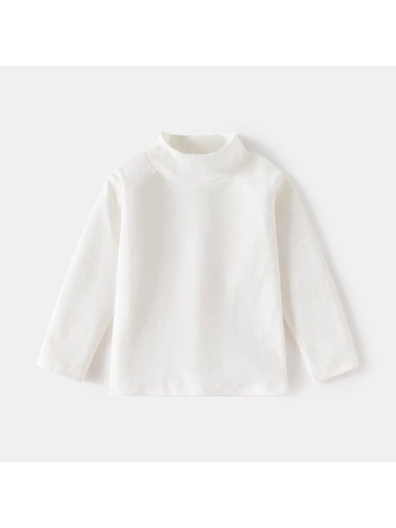 Kids Boys Girls Turtleneck Long Sleeve T-Shirt Striped Loose Undershirts Basic Casual Tops 2-7Y