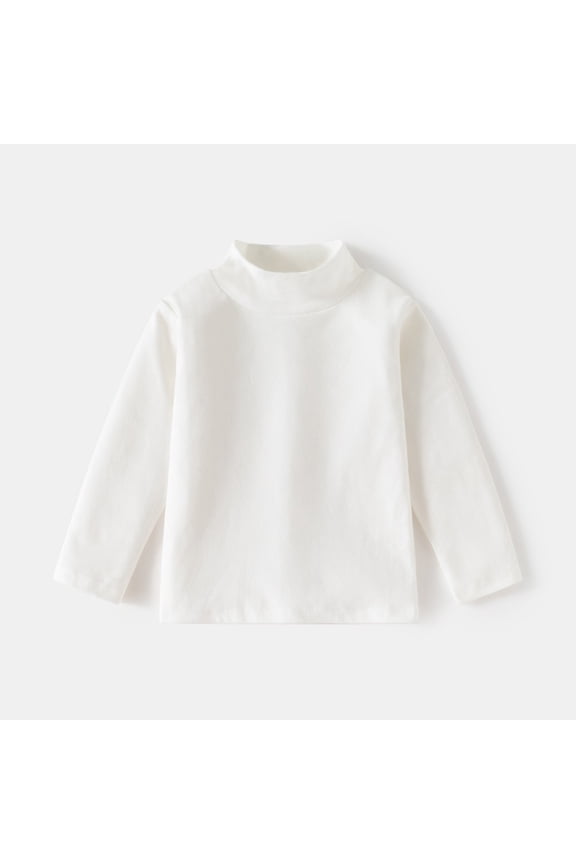 Kids Boys Girls Turtleneck Long Sleeve T-Shirt Striped Loose Undershirts Basic Casual Tops 2-7Y