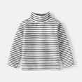 thumbnail image 1 of LYMAYTER Kids Boys Girls Turtleneck Long Sleeve T-Shirt Striped Loose Undershirts Basic Casual Tops 2-7Y, 1 of 8