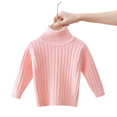 thumbnail image 1 of LYMAYTER Kids Boys Girls Turtleneck Sweater Toddler Long Sleeve Knit Tops Girls Solid Colour Pullover Bottoming Shirt for 1-7 Years, 1 of 9