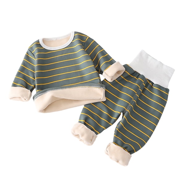 LYMAYTER Kids Boys Girls Underwear Outfit 2PCS Infant Milk Silk Bottoming Shirt   Printed Pants Set for 6 Months-4 Years