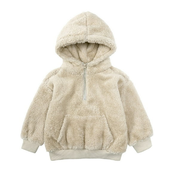 LYMAYTER Kids Boys Girls Warm Jacket Toddler Solid Color Hooded Outerwear Infant Cute Long Sleeves Jacket for 9 Months-7 Years