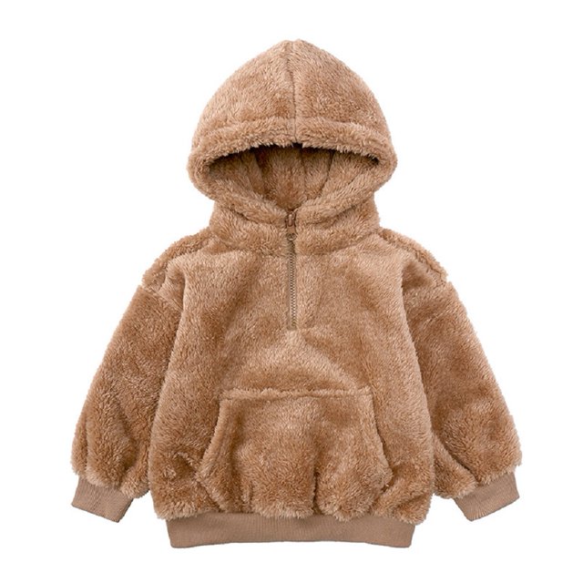 LYMAYTER Kids Boys Girls Warm Jacket Toddler Solid Color Hooded Outerwear Infant Cute Long Sleeves Jacket for 9 Months-7 Years