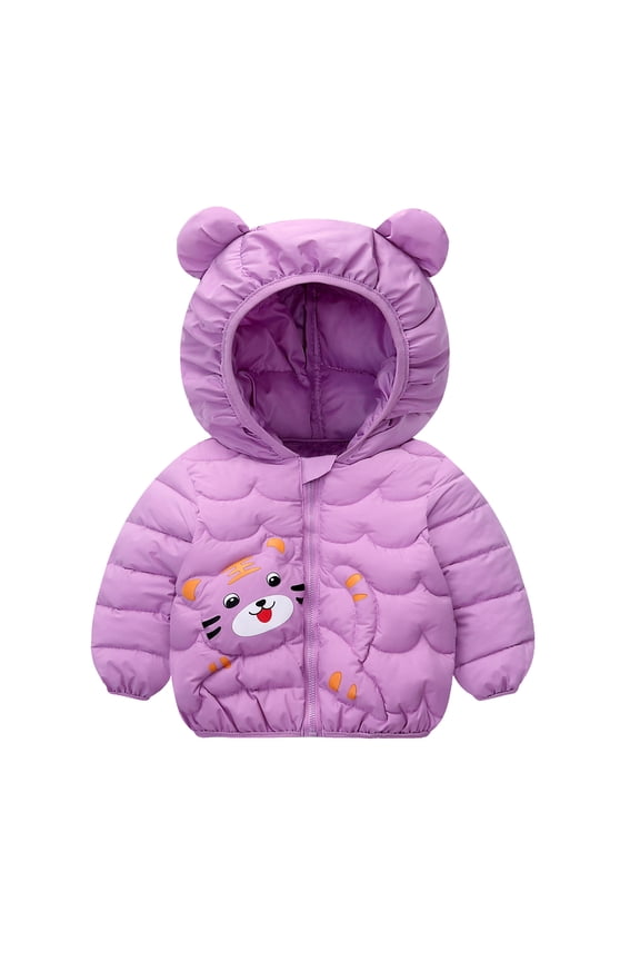 LYMAYTER Kids Boys Girls down Cotton Jacket Infant Warm Long Sleeve Outerwear Toddler Winter Hooded Coats for 9 Months-4 Years